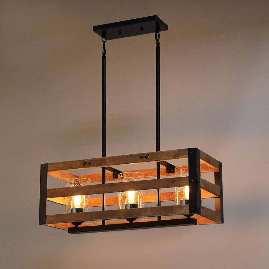 Eumyviv Christmas Farmhouse Chandelier 3 Lights with Seeded